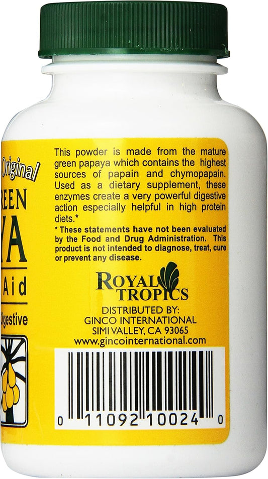 Royal Tropics The Original Green Papaya Digestive Aid Capsules, 75 Count