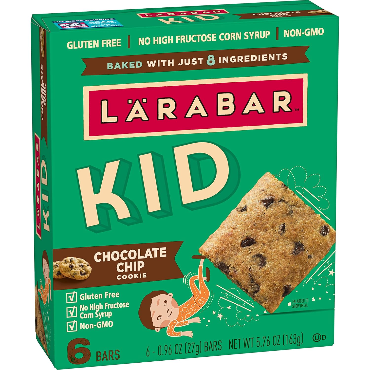 Larabar Kid Gluten Free Bar Chocolate Chip Cookie, 6 Bars, 5.76 Oz