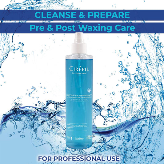 Cirepil - Pre & Post - Purifying Blue Lotion - 250Ml / 8.45 Fl Oz - Cleanses And Prepares The Skin - Pre-Waxing & Post-Waxing