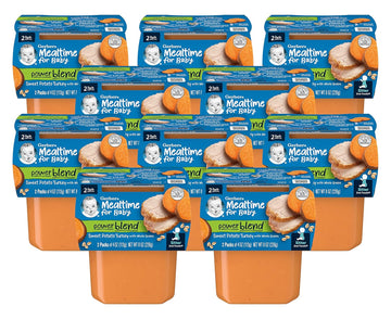 Gerber Mealtime For Baby 2Nd Foods Powerblend Baby Food Tubs (Pack Of 10, Sweet Potato Turkey)