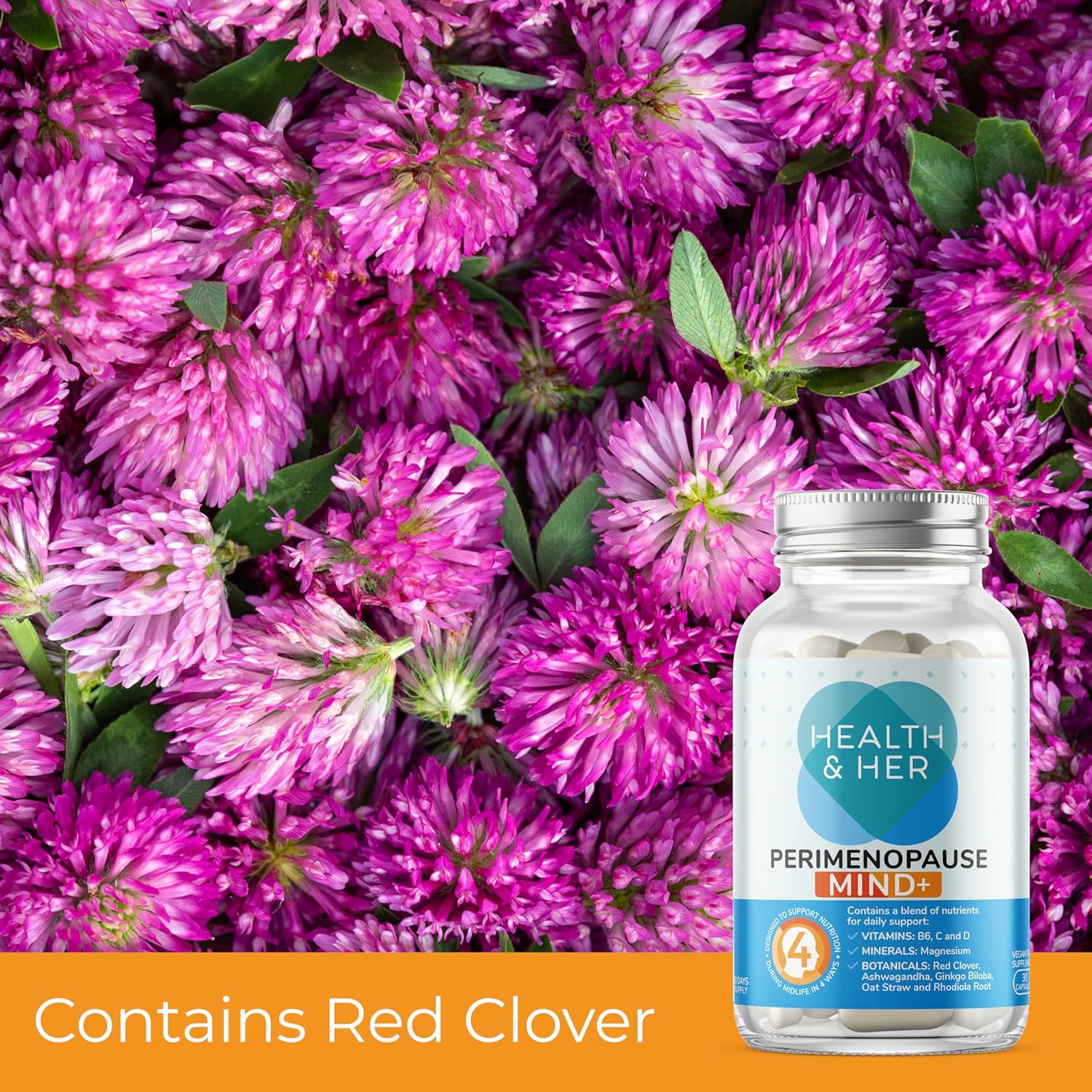 Health & Her Perimenopause Mind+ Supplements for Women - with Red Clover, Ashwagandha, Gingko Biloba - 3 Month Supply, 90 Capsules - Vegan & Gluten Free : Amazon.co.uk: Health & Personal Care