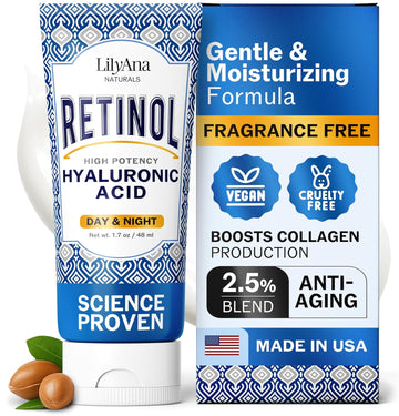 Lilyana Naturals Anti Aging Retinol Face Cream For Women – Wrinkle & Neck Cream For Firming, Retinol Moisturizer For Face With Hyaluronic Acid, Hydrating Night Cream For Fine Lines, Collagen Boost
