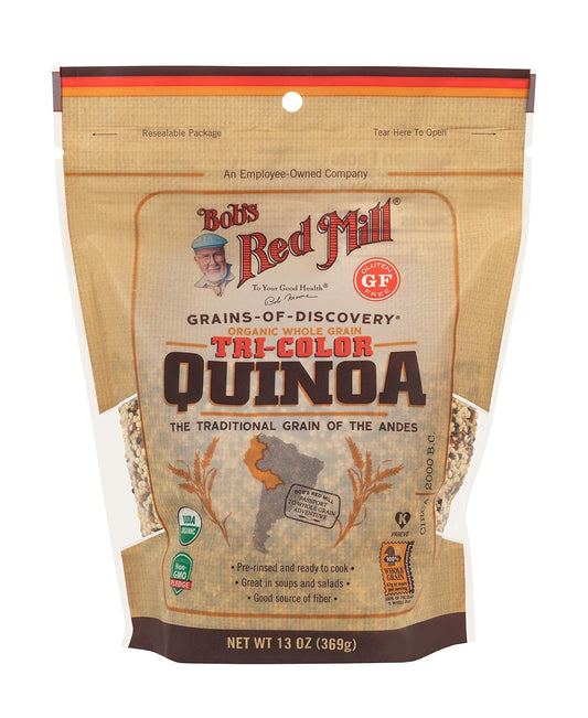 Bob's Red Mill Organic Tri-Color Quinoa Grains, Gluten Free, Non GMO, 13 Ounces (Pack Of 5)