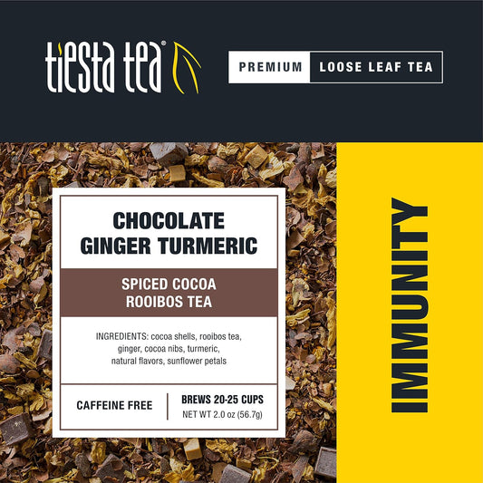 Tiesta Tea - Chocolate Ginger Turmeric, Spiced Cocoa Rooibos Tea, Premium Loose Leaf Tea Blend, Non-Caffeinated Tea, 25 Cups- 2 Ounce Resealable Pouch