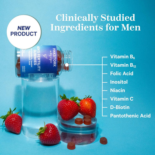 Blue Stork Fertility Supplement Gummies For Men - Male Prenatal Vitamins, Conception Support For Him - Reproductive Health, Hormonal Balance & Motility - 90 Count