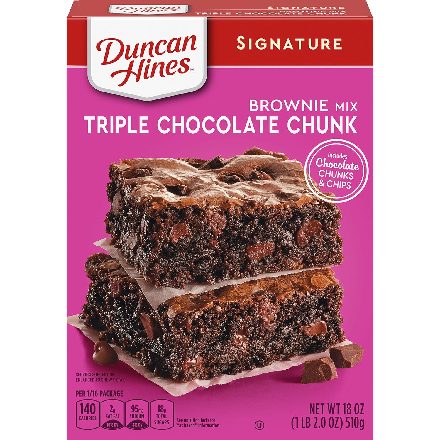 Duncan Hines Signature Triple Chocolate Chunk Brownie Mix, 18 OZ