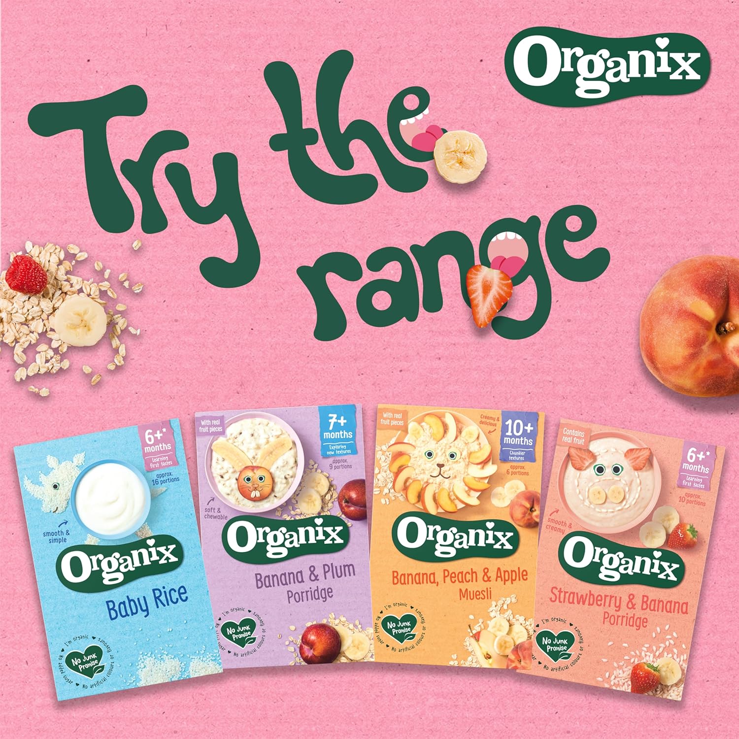Organix Strawberry & Banana Organic Baby Porridge, 6+ Months, 120 g (Pack of 5) : Amazon.co.uk: Grocery