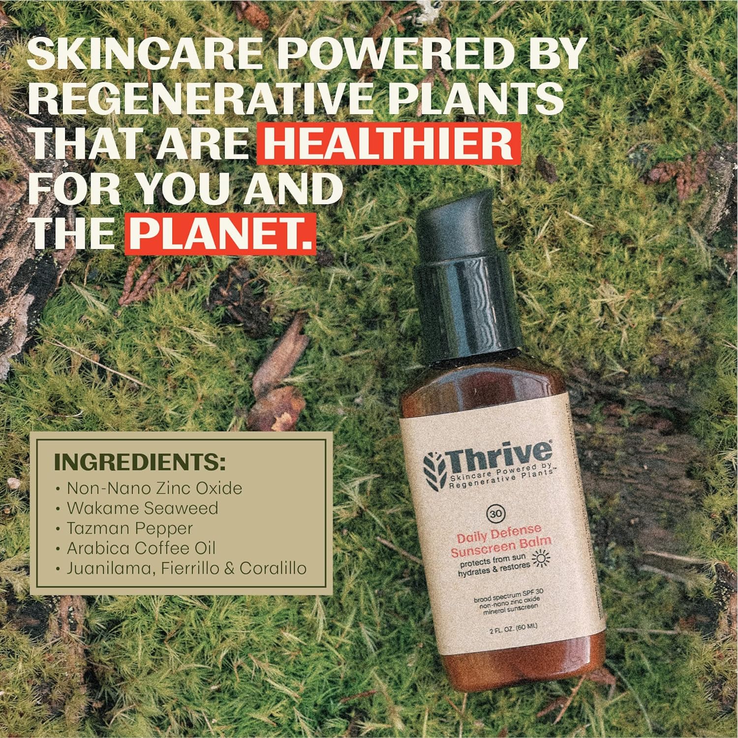 Thrive Natural Care Mineral Face Sunscreen SPF 30 - Lightweight Moisturizer Broad-Spectrum Natural Face Sunblock with Clear Zinc Oxide & Antioxidants - Vegan Non Greasy : Beauty & Personal Care