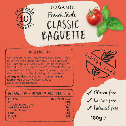 Amisa Organic Gluten-Free French Style Classic Baguette,180g - High in Fibre & Vegan-Friendly : Amazon.co.uk: Grocery