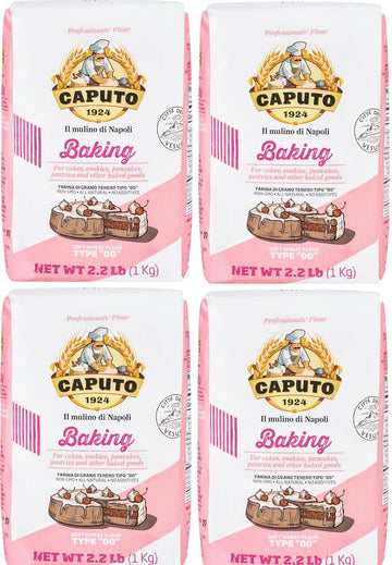 Antimo Caputo Baking (Pasticceria Pastry) 00 Flour 2.2 Pound Bag - For Desserts & Shortbreads - From Italy Type 00 Wheat (Pack Of 4)