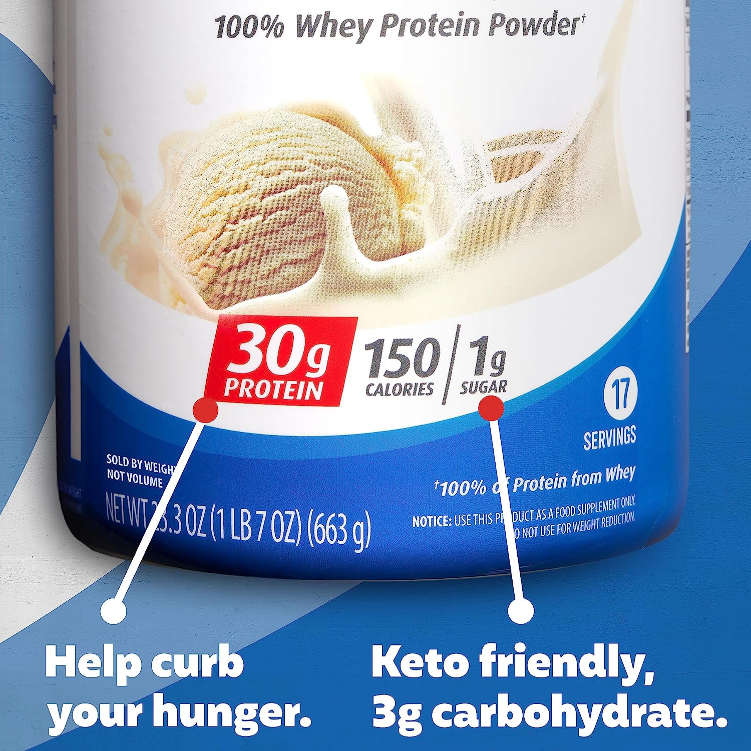 Premier Protein Powder, Vanilla Milkshake, 30g Protein, 1g Sugar, 100% Whey Protein, Keto Friendly, No Soy Ingredients, Gluten Free, 17 servings, 23.3 ounces : Health & Household