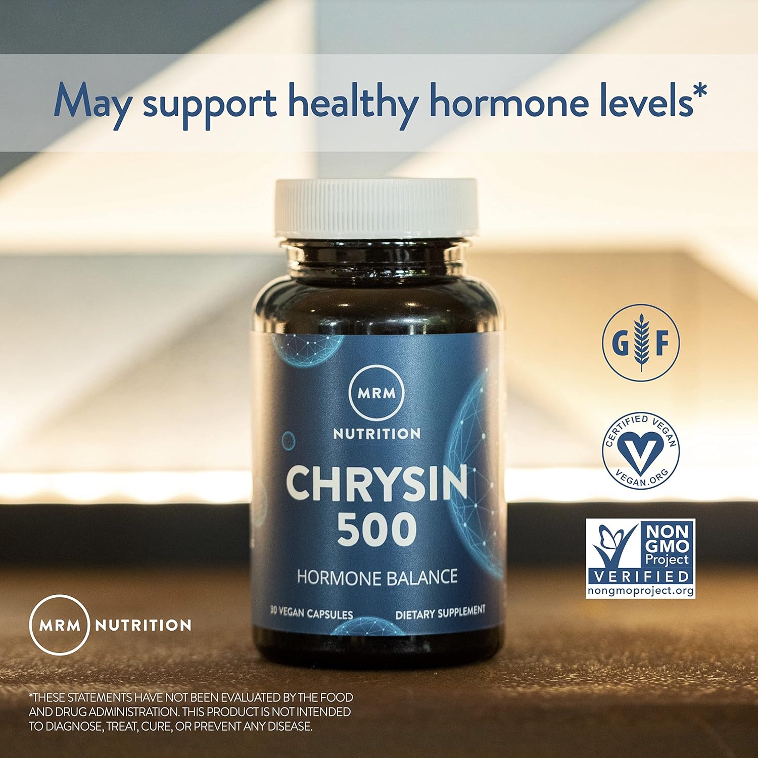 MRM Nutrition Chrysin 500mg | Hormone Balance | Promotes Healthy Testosterone Levels | Pure 5,7-Dihydroxyflavone | Gluten-Free + Vegan | 30 Servings : Health & Household