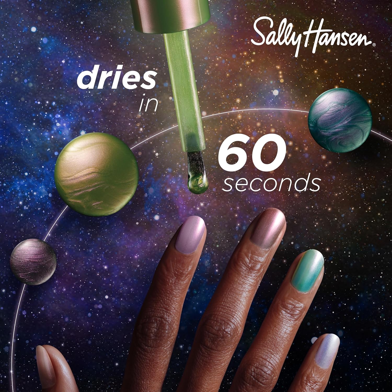 Sally Hansen Insta-Dri® Galactic, Chromatica, Quick Dry, Long Lasting, Streak-Free Shine, Metallic White Nail Polish : Beauty & Personal Care