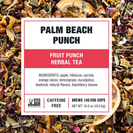 Tiesta Tea - Palm Beach Punch, Fruit Punch Herbal Tea, Premium Loose Leaf Tea Blend, Non-Caffeinated, 200 Cups - 16 Ounce Resealable Bulk Pouch