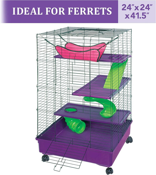 Kaytee My First Home Deluxe Multi-Level Habitat With Casters For Pet Ferrets 24" X 24" X 41.5"