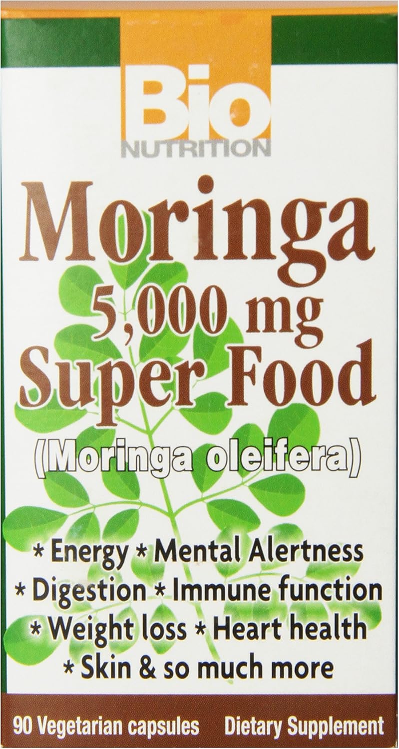 Bio Nutrition Moringa Oleifera Superfood Supplement 5000Mg 90 Vegetarian Capsules | Nutrient Dense | High In Antioxidants | Promotes Strong Digestive Health | Immune Boost