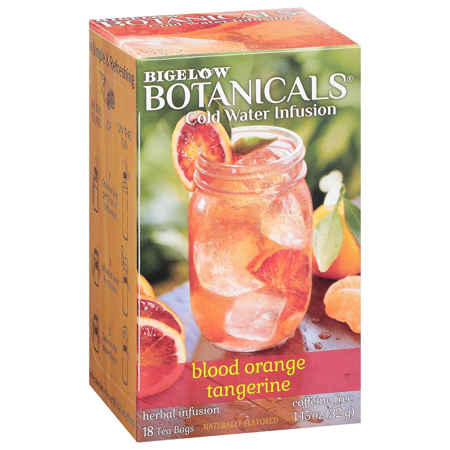 Bigelow Botanicals Blood Orange Tangerine, Caffeine Free Herbal Tea With Blood Orange & Tangerine Flavor, 18 Count (Pack Of 6), 108 Total Tea Bags