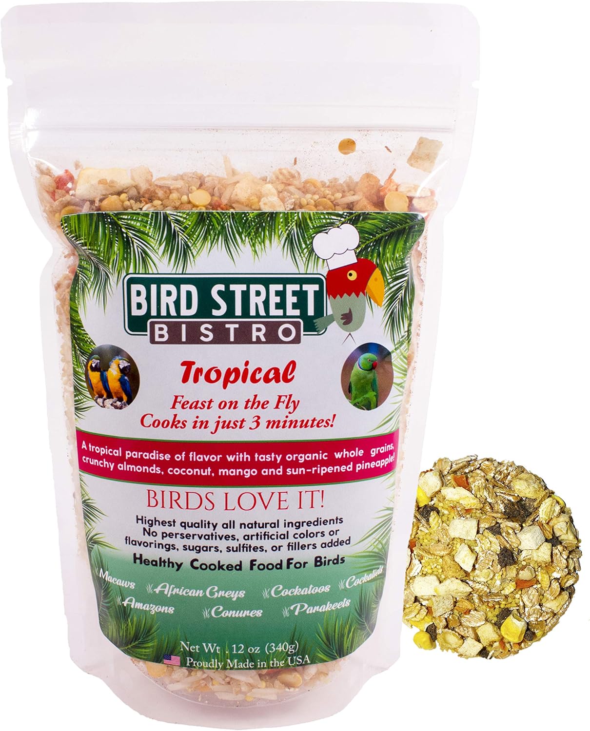 Bird Street Bistro Tropical Feast on the Fly Parrot Food 11oz