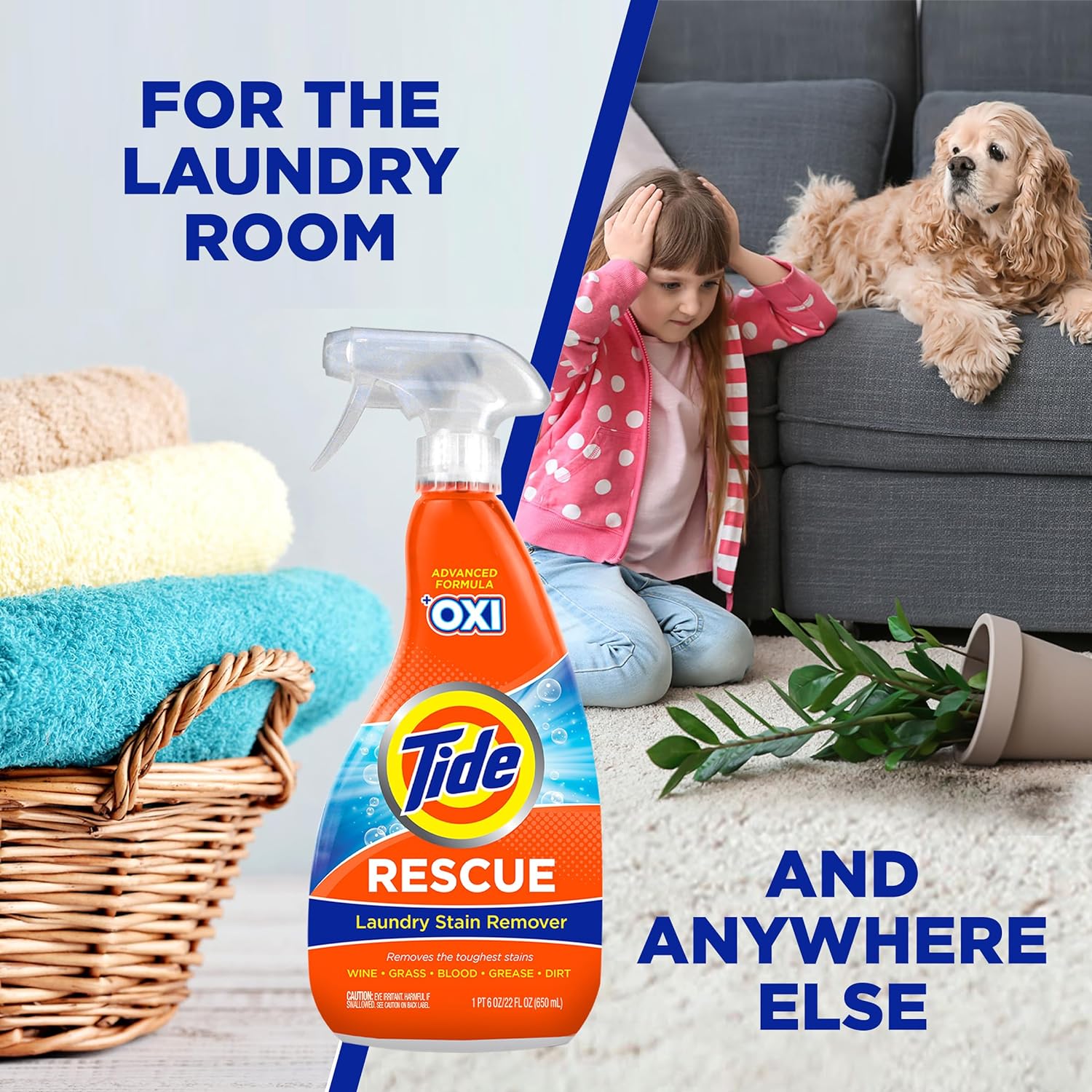 Tide Laundry Stain Remover with Oxi, Rescue Clothes, Upholstery, Carpet and more from Tough Stains, Stain Treater, Travel Essential Spray, 3 Oz (Pack of 2) : Everything Else