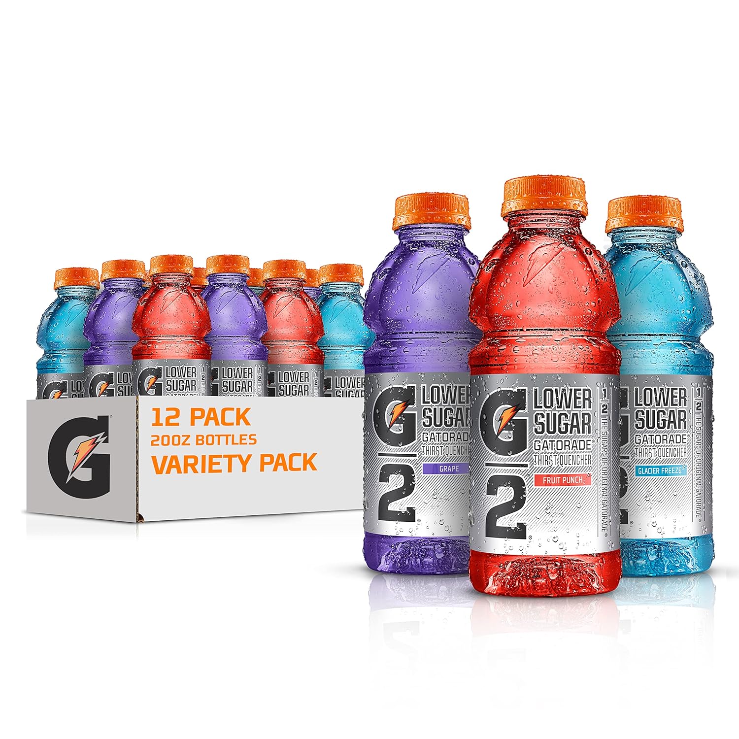 Gatorade G2 Thirst Quencher Sports Drink, Variety Pack, 20Oz Bottles, 12 Pack, Electrolytes For Rehydration