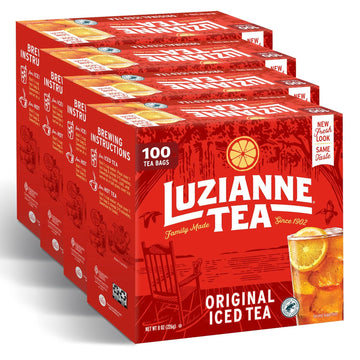 Luzianne Unsweetened Iced Tea Bags, Family Size, 100Ct Box (Pack Of 4)