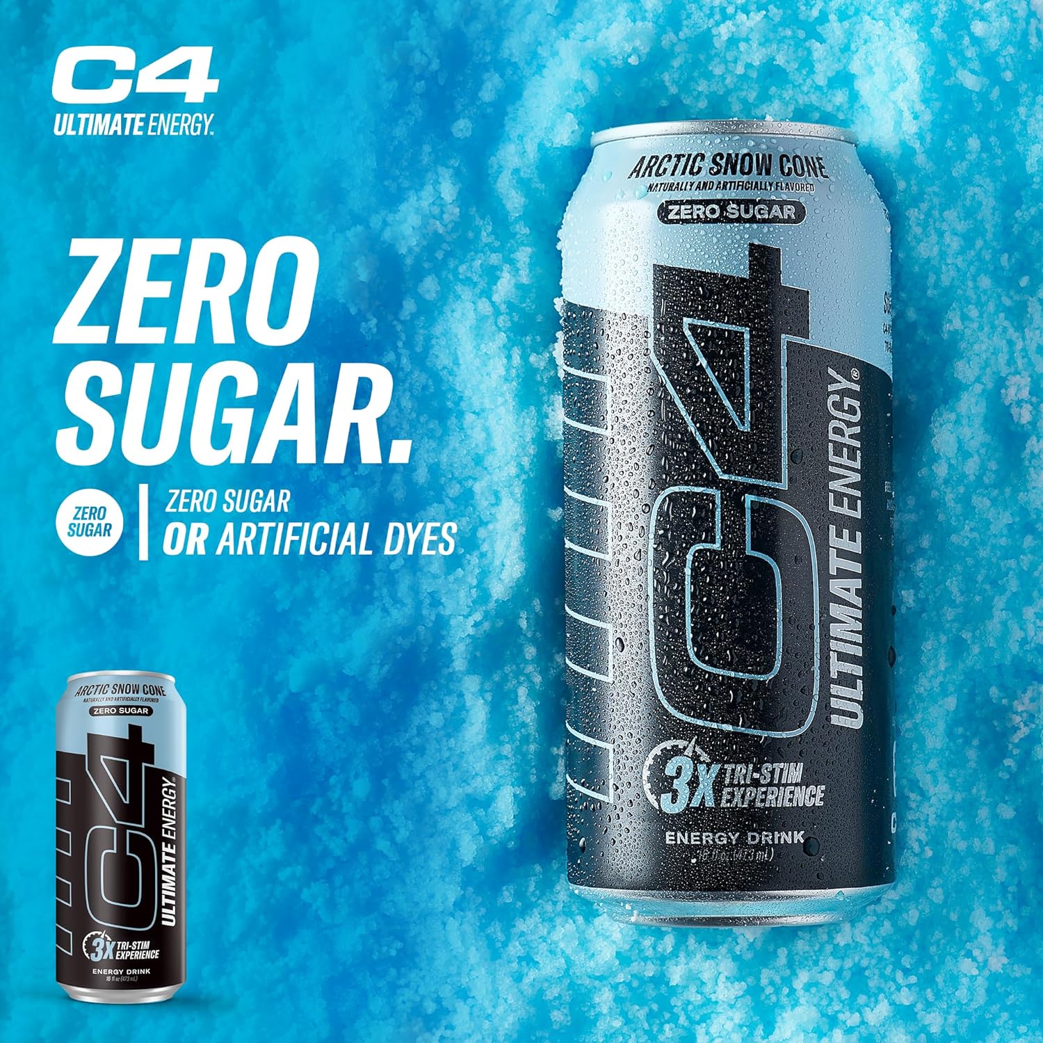 C4 Ultimate Sugar Free Energy Drink 16Oz (Pack Of 12) | Arctic Snow Cone | Pre Workout Performance Drink With No Artificial Colors Or Dyes