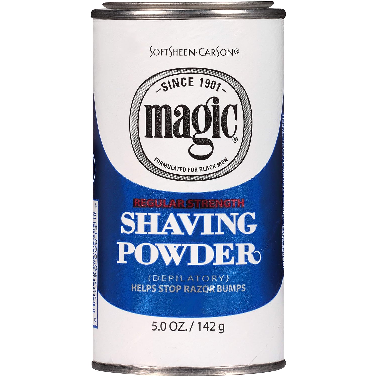 SoftSheen-Carson Magic Razorless Shaving for Men, Regular Strength Shaving Powder, for Normal Beards, formulated for Black Men, Depilatory, Helps Stop Razor Bumps, 5 oz