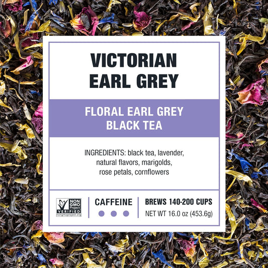 Tiesta Tea - Victorian Earl Grey, Floral Earl Grey Black Tea, Premium Loose Leaf Tea Blends, High Caffeinated Black Tea, Make Hot Or Iced Tea, Brews Up To 200 Cups - 16Oz Resealable Bulk Pouch