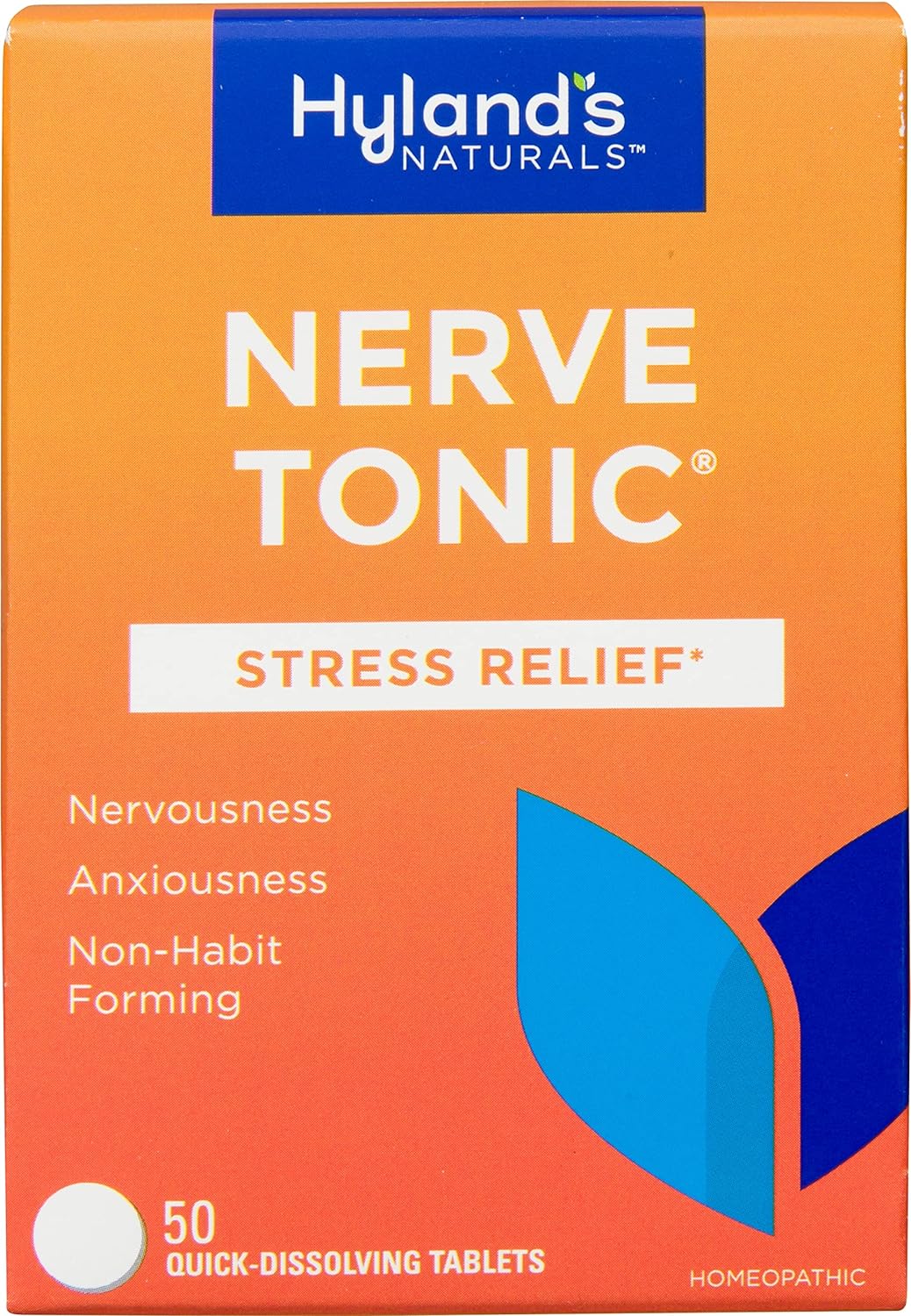 Hyland's Naturals Nerve Tonic Stress Relief Tablets, Natural Relief of Restlessness, Nervousness and Irritability Symptoms, Non-Habit Forming, Quick Dissolving Tablets, 50 Count