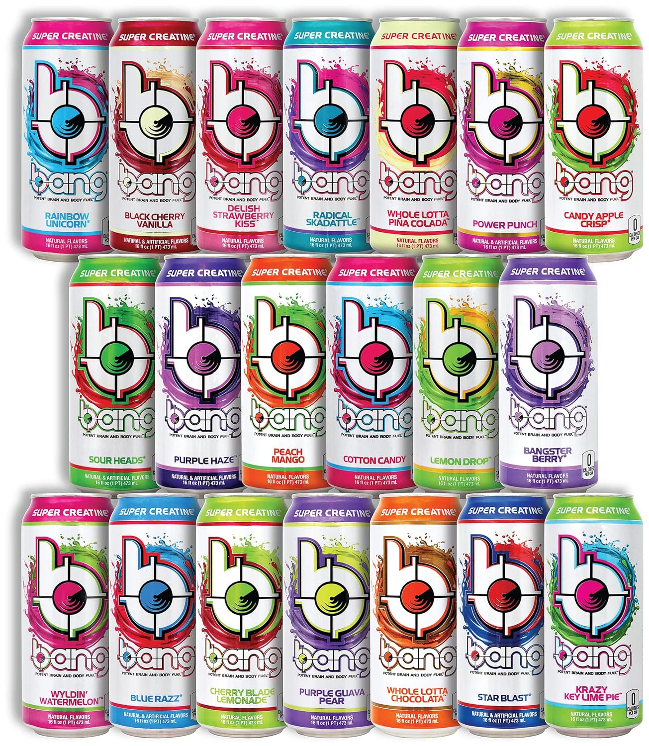 Niro Assortment | Bang Energy Drinks Variety Pack - Bang Potent Brain and Body Fuel | 16oz Cans | Included one Niro beverage sleeve | 10 Pack Assortment Flavors