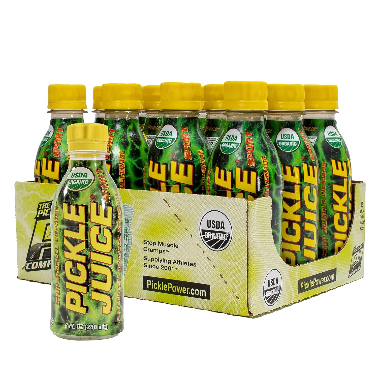 Pickle Juice Sports Drink - Relieves Cramps Immediately - Electrolyte Pickle Juice For Day & Night Time Cramp Relief - Pickle Juice For Leg Cramps - No Artificial Ingredients - 8 Oz, 12 Pack