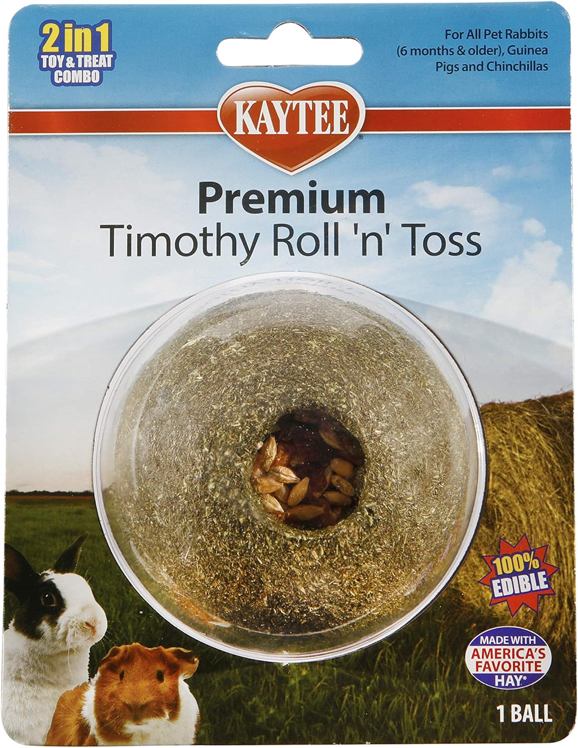 Kaytee Timothy Roll 'n' Toss Toy and Treat for Pet Rabbits, Guinea Pigs, and Chinchillas : Pet Supplies