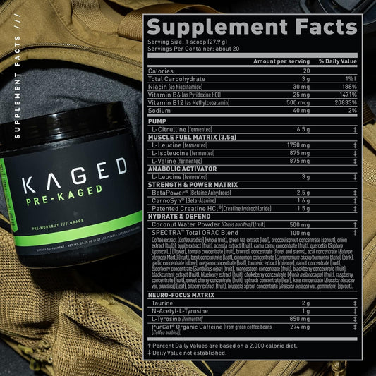 Kaged Original Pre Workout Powder | Orange Krush | Pre-Kaged | Formula