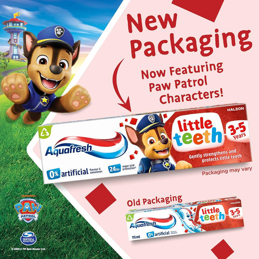 Aquafresh Little Teeth 3-5 Years, Kids Toothpaste, Gently Strengthens And Protects Little Teeth, 75Ml