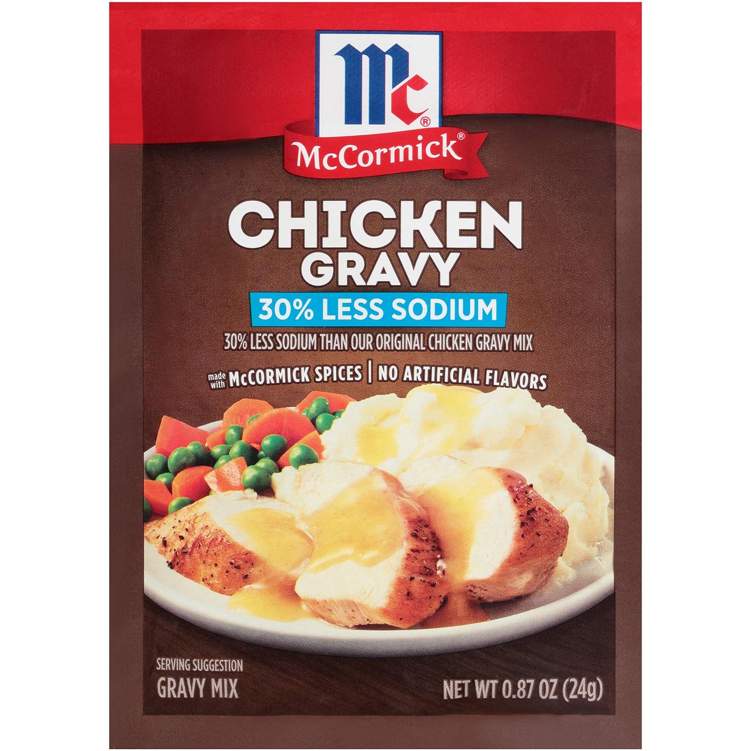 McCormick 30% Less Sodium Chicken Gravy Mix, 0.87 oz (Pack of 12)