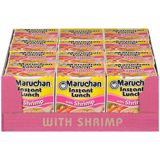 Maruchan Instant Lunch Shrimp, Ramen Noodle Soup, Microwaveable Meal, 2.25 Oz, 12 Count