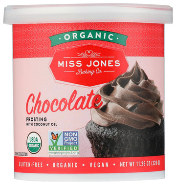 Miss Jones Baking Organic Buttercream Frosting, Perfect for Icing and Decorating, Vegan-Friendly: Rich Fudge Chocolate (Pack of 1)