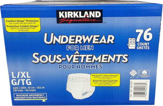 Kirkland signature protective underwear men l/xl 76 count