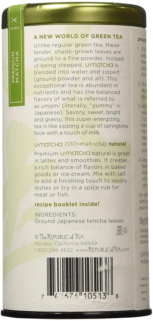 The Republic Of Tea U-Matcha Natural Tea, 1.5 Ounces / 20+ Cups, Matcha Tea Powder