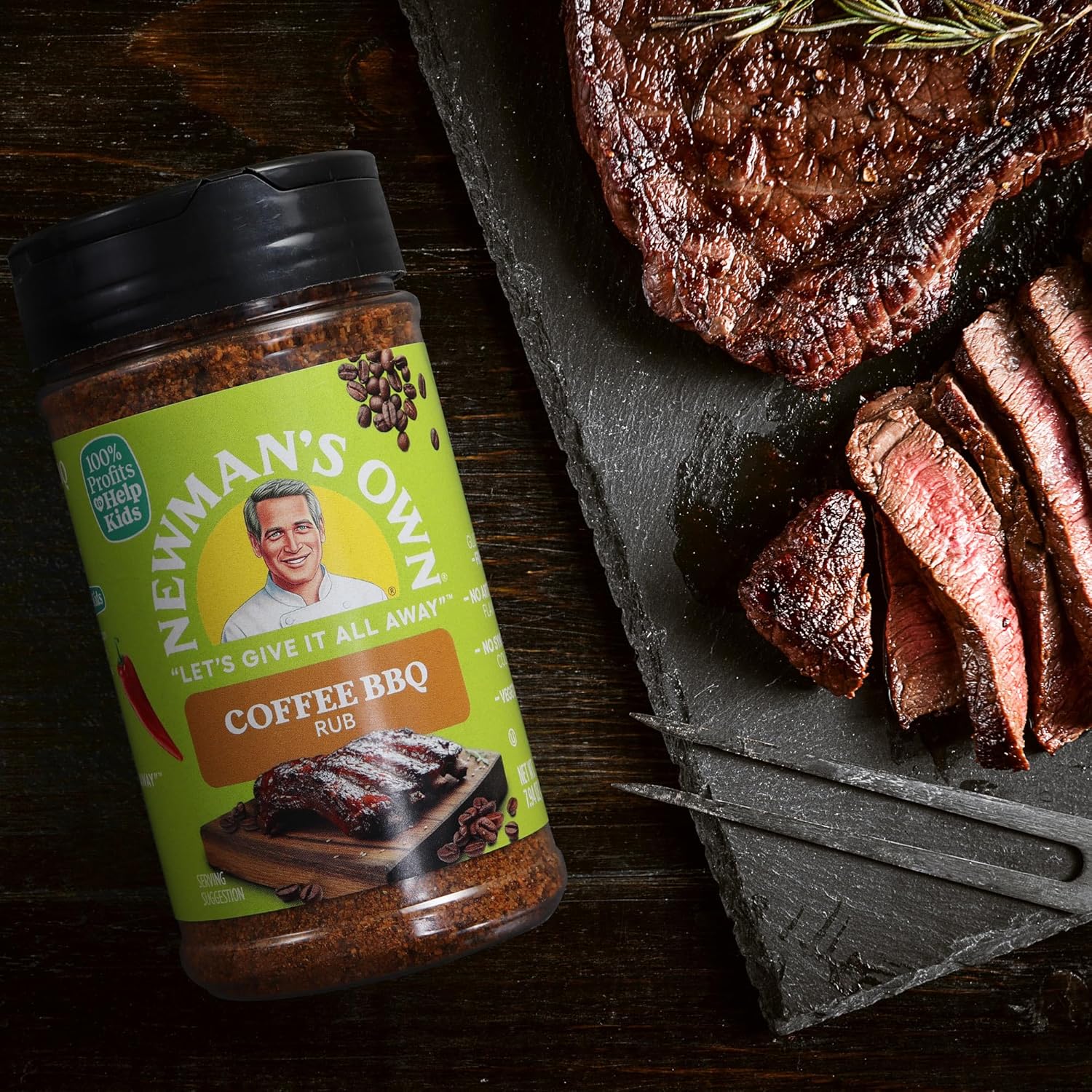 Newman'S Own Coffee Bbq Seasoning; Perfect Spices For Cooking Or Smoking Steak, Brisket, Chicken, Jerky, Pork Ribs, Salmon, And Vegatables; Gluten Free; Kosher; 7.94 Oz. Bottle