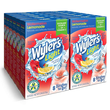 Wyler'S Light Singles To Go Powder Packets, Water Drink Mix, Watermelon Lemonade, 96 Servings, 8 Count X Pack Of 12