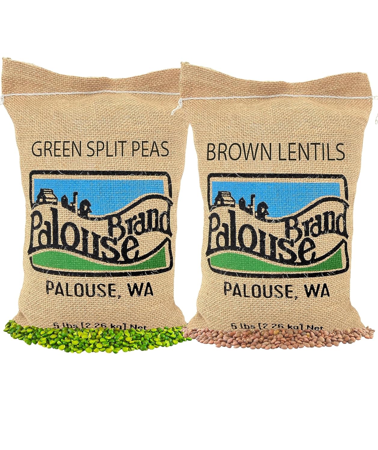 Pardina Lentils | Green Split Peas | 10 lbs | 100% Desiccant Free | Non-GMO Project Verified | 100% Non-Irradiated | Kosher | USA Grown | Field Traced | Burlap Bag | (5 Pound, Pack of 2)