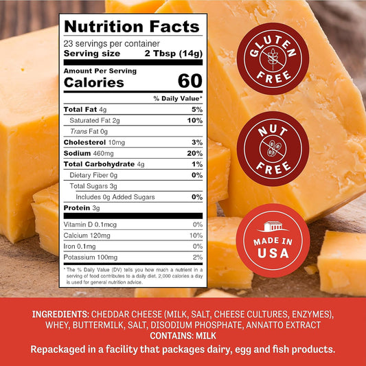 Judee’s Yellow Cheddar Cheese Powder 319g (11.25oz) - 100% Non-GMO, rBST Hormone-Free, Gluten-Free & Nut-Free - Made from Real Cheddar Cheese and Made in USA