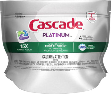 Cascade Platinum ActionPacs Dishwasher Detergent, Fresh, 4 Count