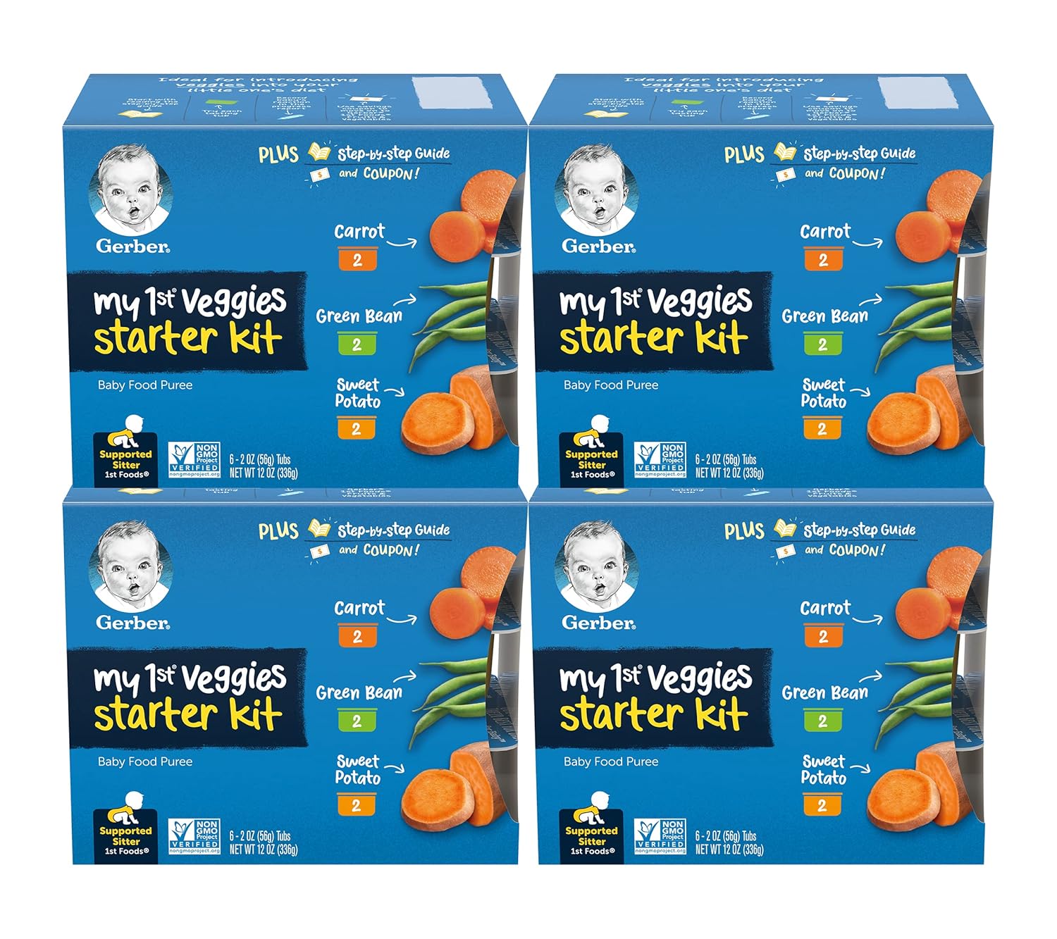 Gerber Organic Baby Food Starter Kit Variety Pack (Assorted Veggie, Pack Of 4)