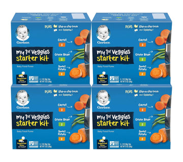 Gerber Organic Baby Food Starter Kit Variety Pack (Assorted Veggie, Pack Of 4)