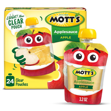 Mott'S Applesauce, 3.2 Oz Clear Pouches, 24 Count (6 Packs Of 4), No Artificial Flavors, Good Source Of Vitamin C, Nutritious Option For The Whole Family