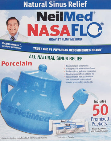 NeilMed Nasaflo Porcelain Neti Pot, 50 Count (packaging may vary)