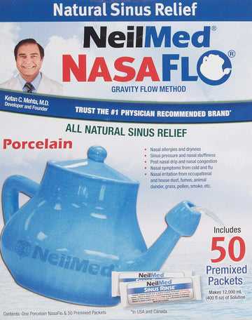 Neilmed Nasaflo Porcelain Neti Pot, 50 Count (Packaging May Vary)