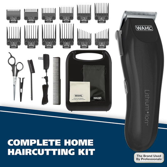 Wahl Usa Clipper Lithium-Ion Cordless Haircutting Kit - Rechargeable Grooming And Trimming Kit With 12 Guide Combs For Haircutting And Large Beard Trimming - Model 79608